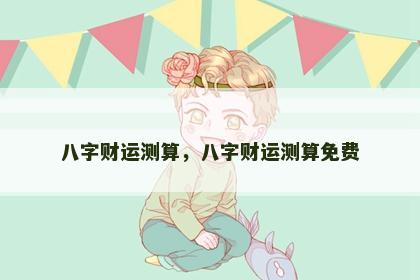 八字财运测算，八字财运测算免费