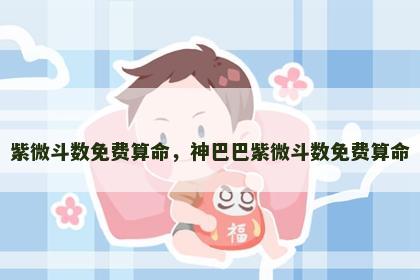 紫微斗数免费算命，神巴巴紫微斗数免费算命