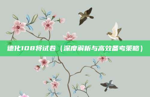 德化108将试卷（深度解析与高效备考策略）