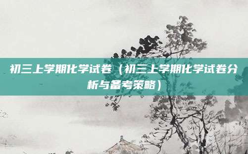 初三上学期化学试卷（初三上学期化学试卷分析与备考策略）
