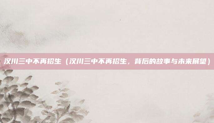 汉川三中不再招生（汉川三中不再招生，背后的故事与未来展望）