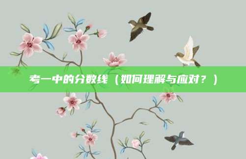 考一中的分数线（如何理解与应对？）