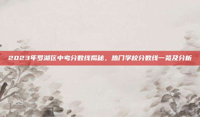 2023年罗湖区中考分数线揭秘，热门学校分数线一览及分析