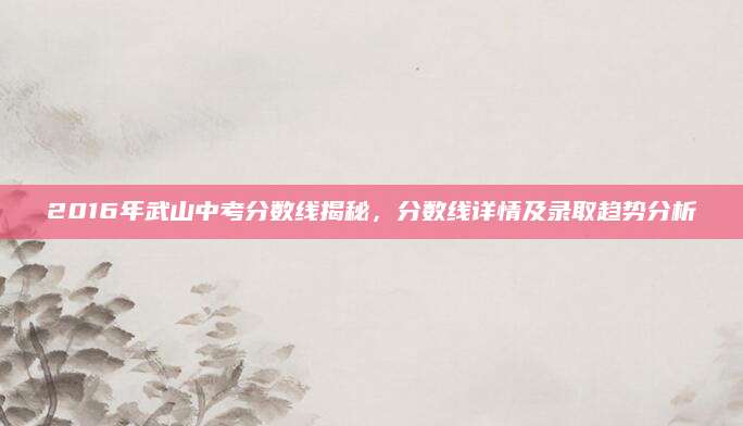 2016年武山中考分数线揭秘，分数线详情及录取趋势分析