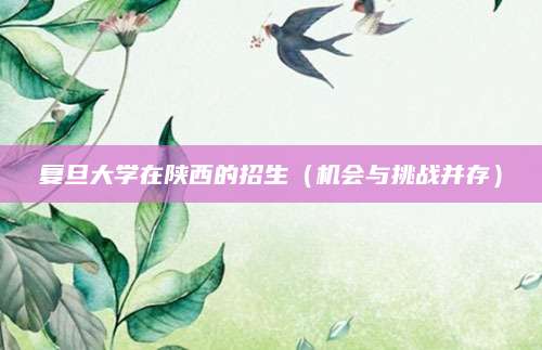 复旦大学在陕西的招生（机会与挑战并存）