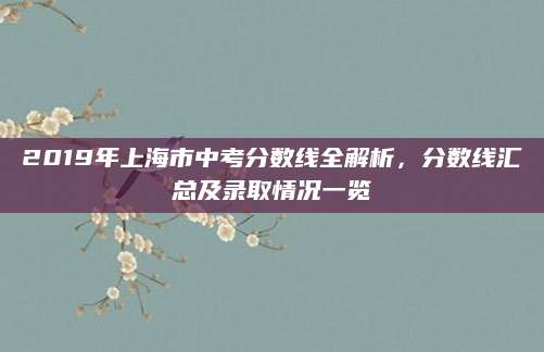 2019年上海市中考分数线全解析，分数线汇总及录取情况一览