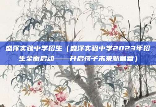 盛泽实验中学招生（盛泽实验中学2023年招生全面启动——开启孩子未来新篇章）