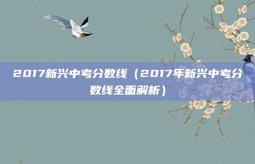 2017新兴中考分数线（2017年新兴中考分数线全面解析）