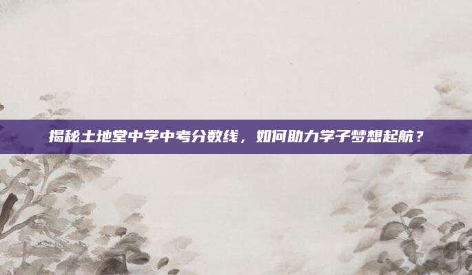 揭秘土地堂中学中考分数线，如何助力学子梦想起航？