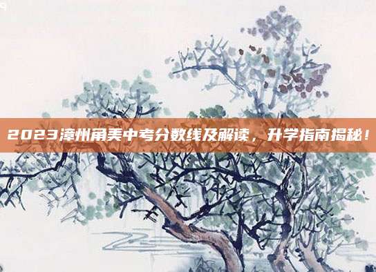 2023漳州角美中考分数线及解读，升学指南揭秘！