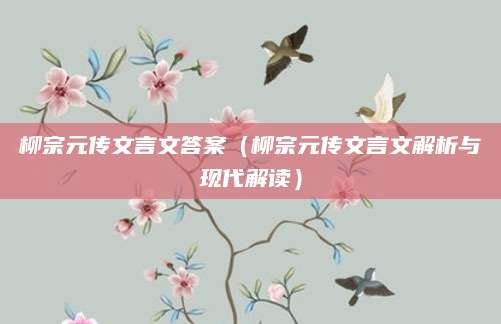 柳宗元传文言文答案（柳宗元传文言文解析与现代解读）