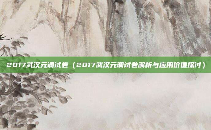2017武汉元调试卷（2017武汉元调试卷解析与应用价值探讨）
