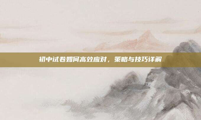 初中试卷如何高效应对，策略与技巧详解