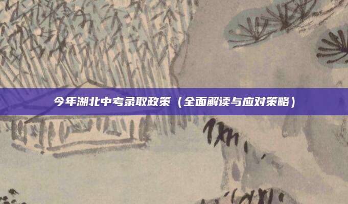 今年湖北中考录取政策（全面解读与应对策略）