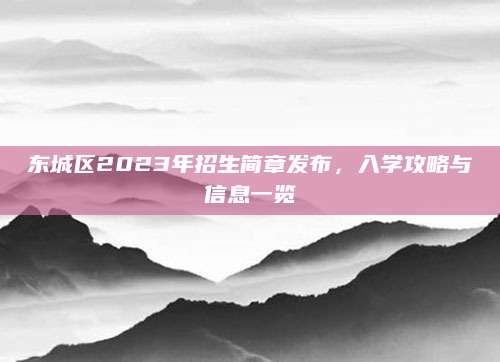 东城区2023年招生简章发布，入学攻略与信息一览