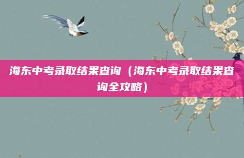 海东中考录取结果查询（海东中考录取结果查询全攻略）