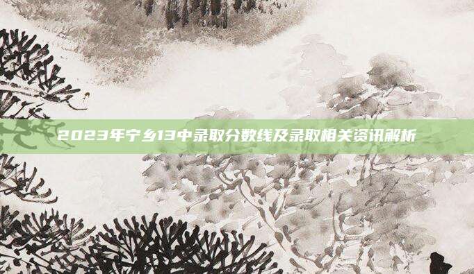 2023年宁乡13中录取分数线及录取相关资讯解析