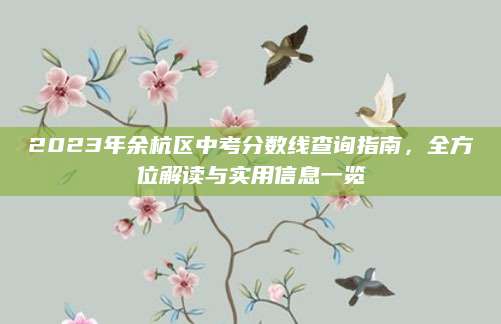 2023年余杭区中考分数线查询指南，全方位解读与实用信息一览