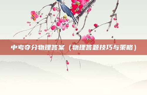 中考夺分物理答案（物理答题技巧与策略）