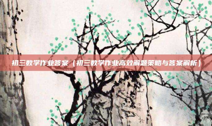 初三数学作业答案（初三数学作业高效解题策略与答案解析）