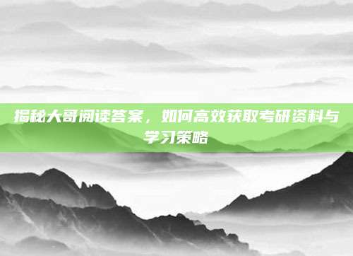 揭秘大哥阅读答案，如何高效获取考研资料与学习策略