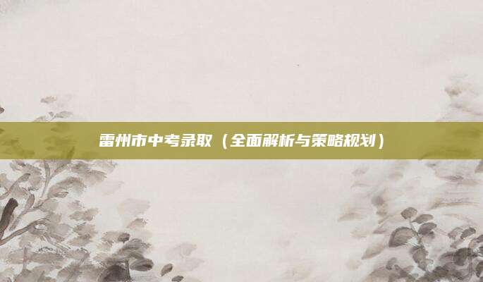 雷州市中考录取（全面解析与策略规划）