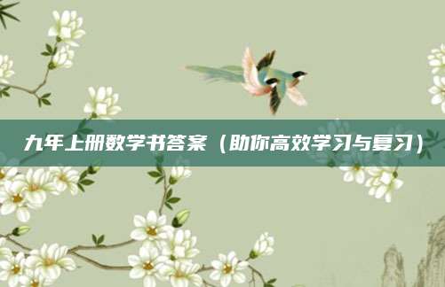九年上册数学书答案（助你高效学习与复习）