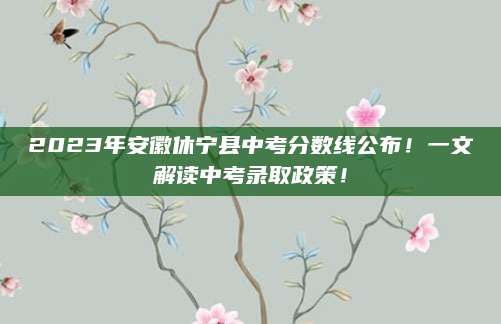 2023年安徽休宁县中考分数线公布！一文解读中考录取政策！