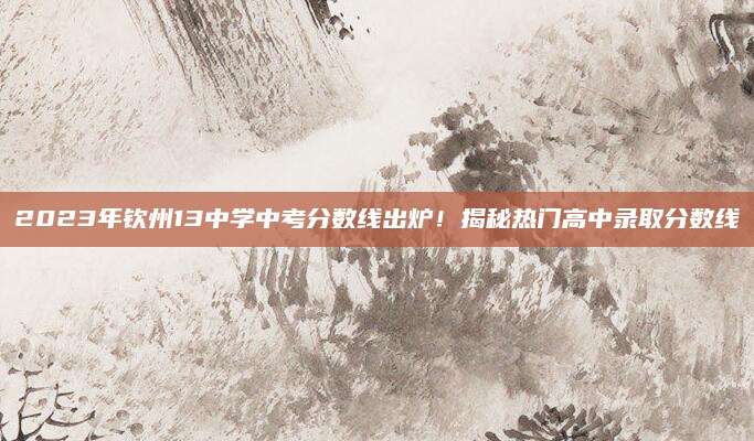 2023年钦州13中学中考分数线出炉！揭秘热门高中录取分数线
