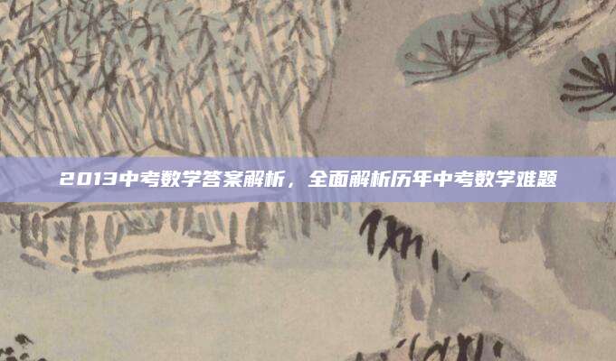 2013中考数学答案解析，全面解析历年中考数学难题
