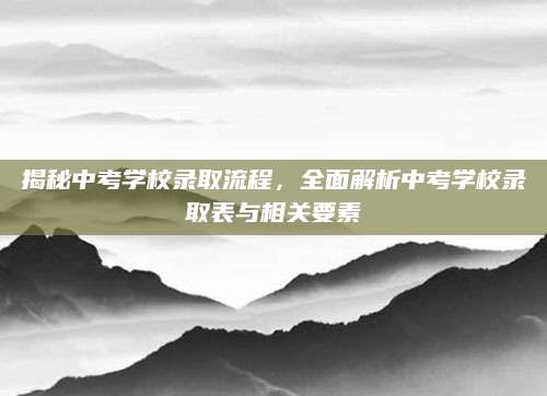 揭秘中考学校录取流程，全面解析中考学校录取表与相关要素