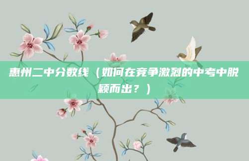 惠州二中分数线（如何在竞争激烈的中考中脱颖而出？）