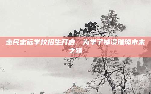 惠民志远学校招生开启，为学子铺设璀璨未来之路