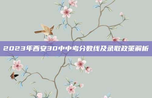 2023年西安30中中考分数线及录取政策解析