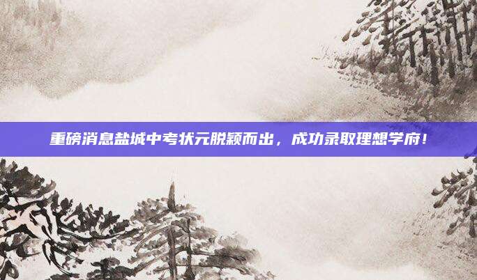 重磅消息盐城中考状元脱颖而出，成功录取理想学府！