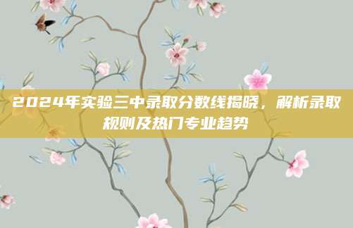 2024年实验三中录取分数线揭晓，解析录取规则及热门专业趋势