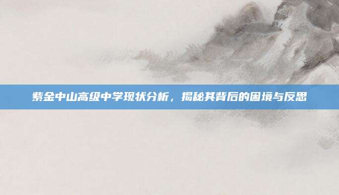 紫金中山高级中学现状分析，揭秘其背后的困境与反思