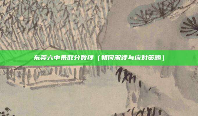 东莞六中录取分数线（如何解读与应对策略）