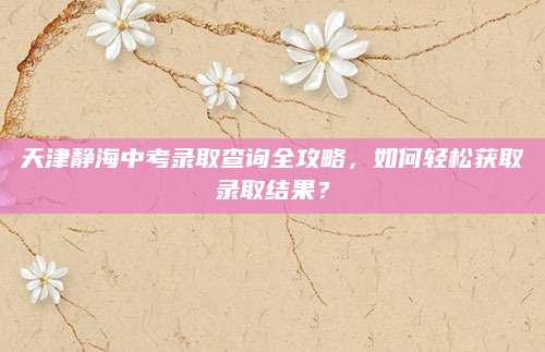 天津静海中考录取查询全攻略，如何轻松获取录取结果？