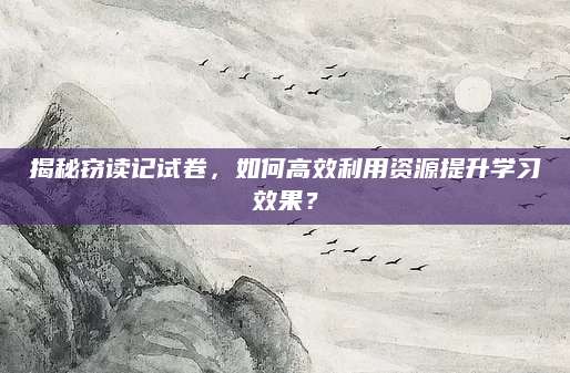 揭秘窃读记试卷，如何高效利用资源提升学习效果？