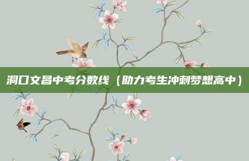 洞口文昌中考分数线（助力考生冲刺梦想高中）