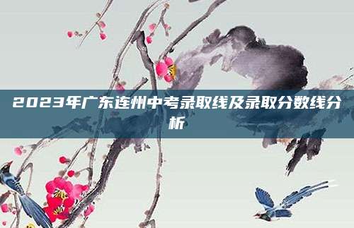 2023年广东连州中考录取线及录取分数线分析