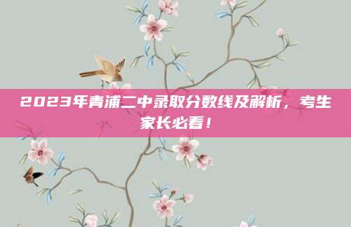 2023年青浦二中录取分数线及解析，考生家长必看！