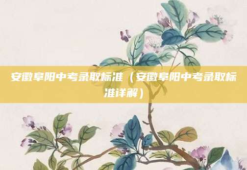 安徽阜阳中考录取标准（安徽阜阳中考录取标准详解）