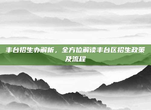 丰台招生办解析，全方位解读丰台区招生政策及流程