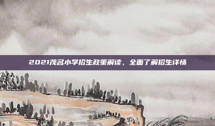 2021茂名小学招生政策解读，全面了解招生详情