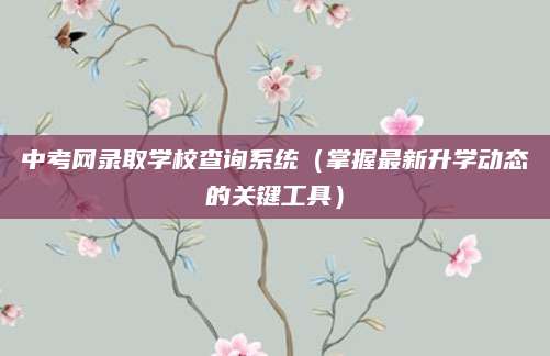 中考网录取学校查询系统（掌握最新升学动态的关键工具）