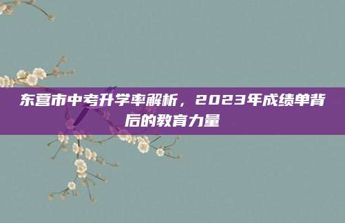 东营市中考升学率解析，2023年成绩单背后的教育力量