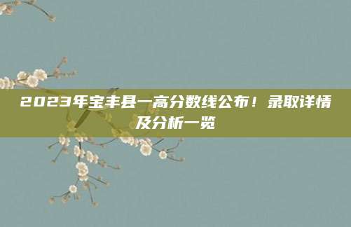 2023年宝丰县一高分数线公布！录取详情及分析一览
