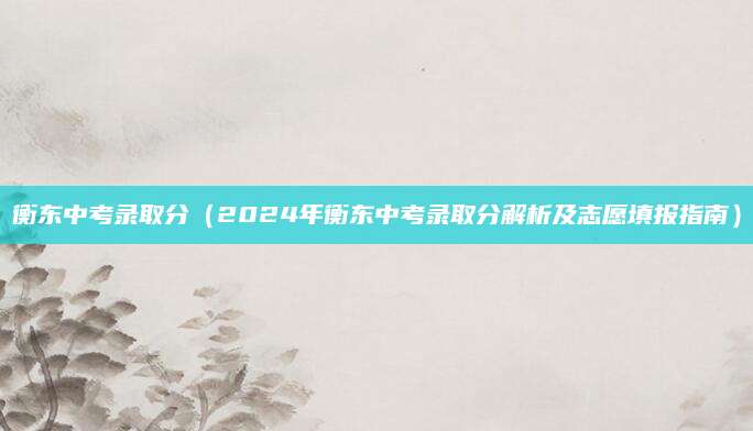 衡东中考录取分（2024年衡东中考录取分解析及志愿填报指南）